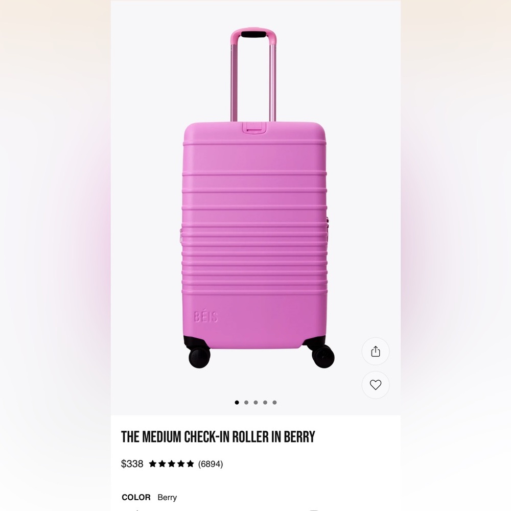 BÉIS Medium Checked Luggage with Suitcase Cover in Berry (LIMITED EDITION)